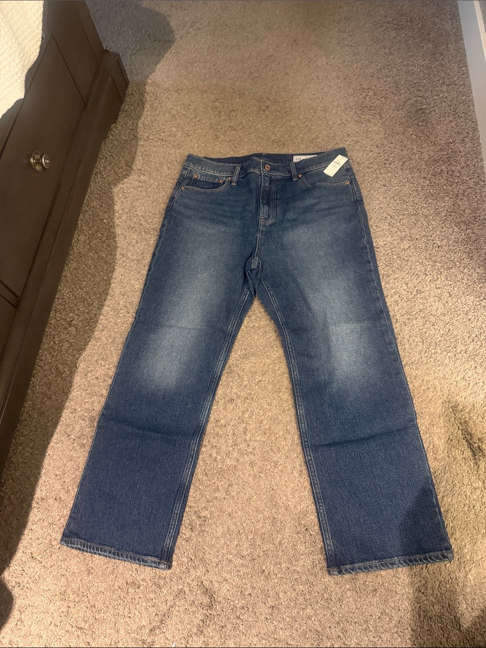 GAP Women's Cropped Straight Jeans in Dark Blue